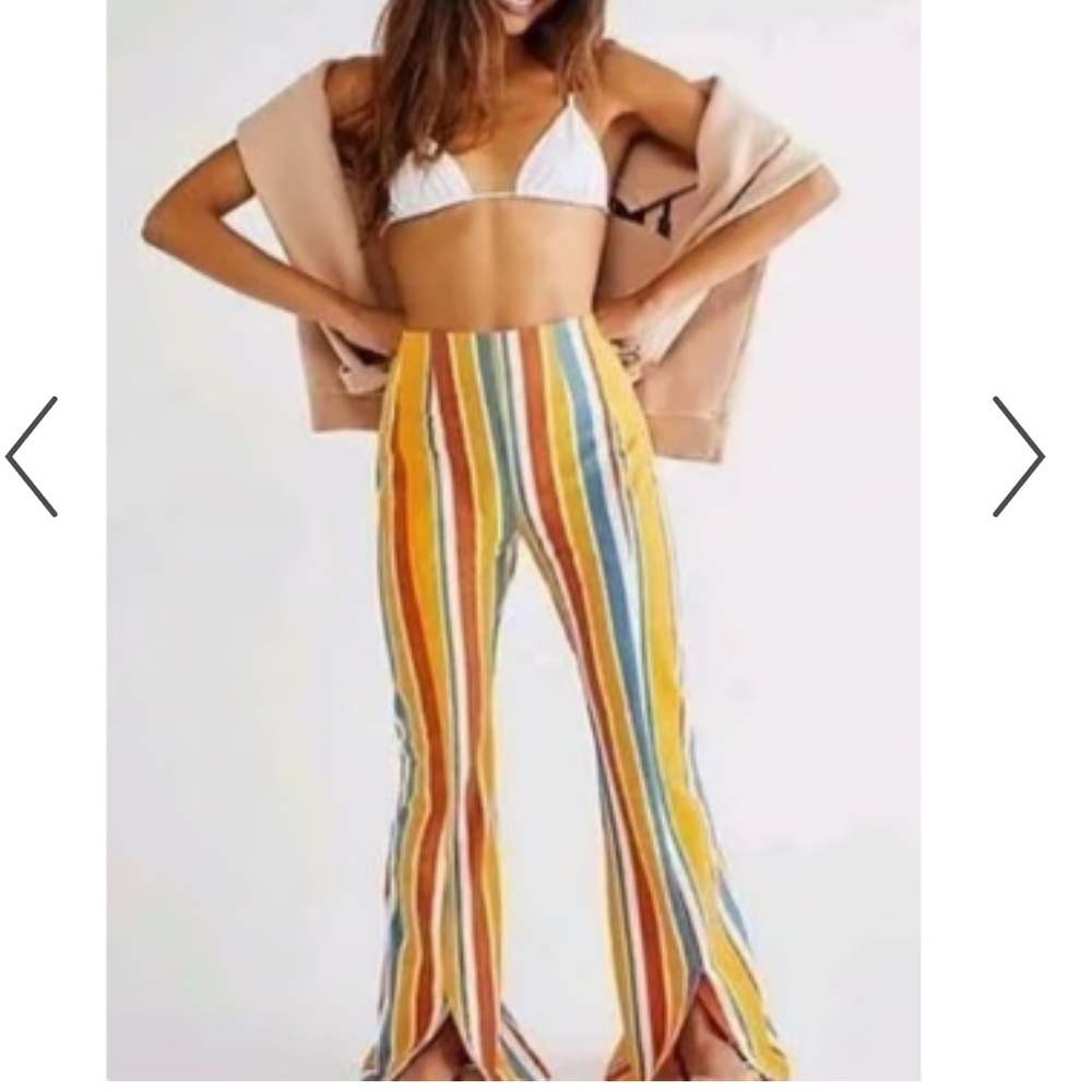 Free People High Rise Flare Leg printed Pants